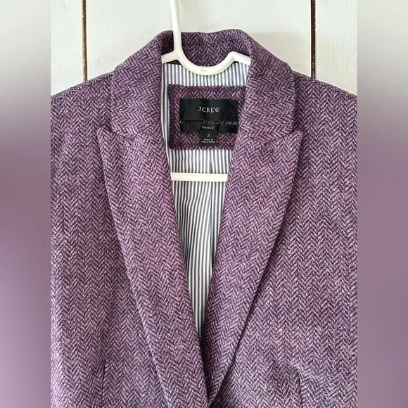 J.Crew Parke Blazer Jacket Sz 2 Purple Herringbone English Wool - Picture 8 of 16